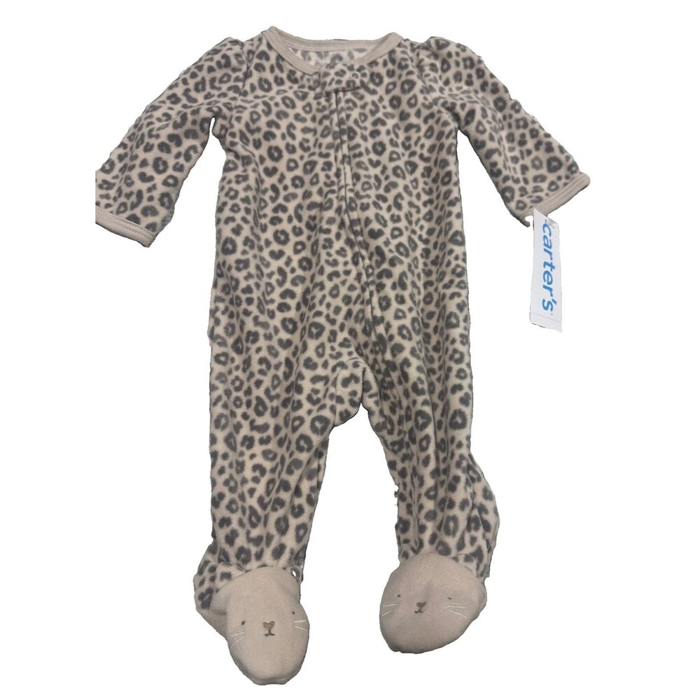 Baby Girl Carter's Leopard Print SleeveSleep & Play Pajamas Newborn